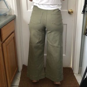Wide leg, high waist olive/khaki green pants